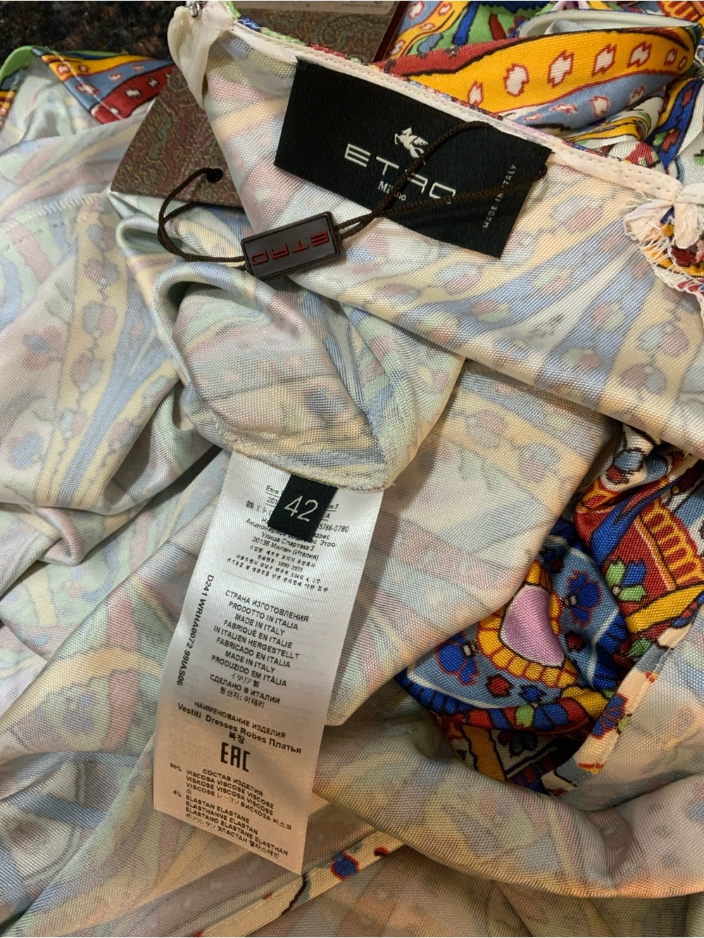 Etro Multicolor Paisley Long-Sleeve Wrap Dress - Picture 7 of 8